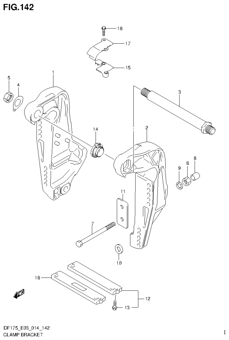 Suzuki DF175ZG CLAMP BRACKET (DF175Z E03) parts diagram